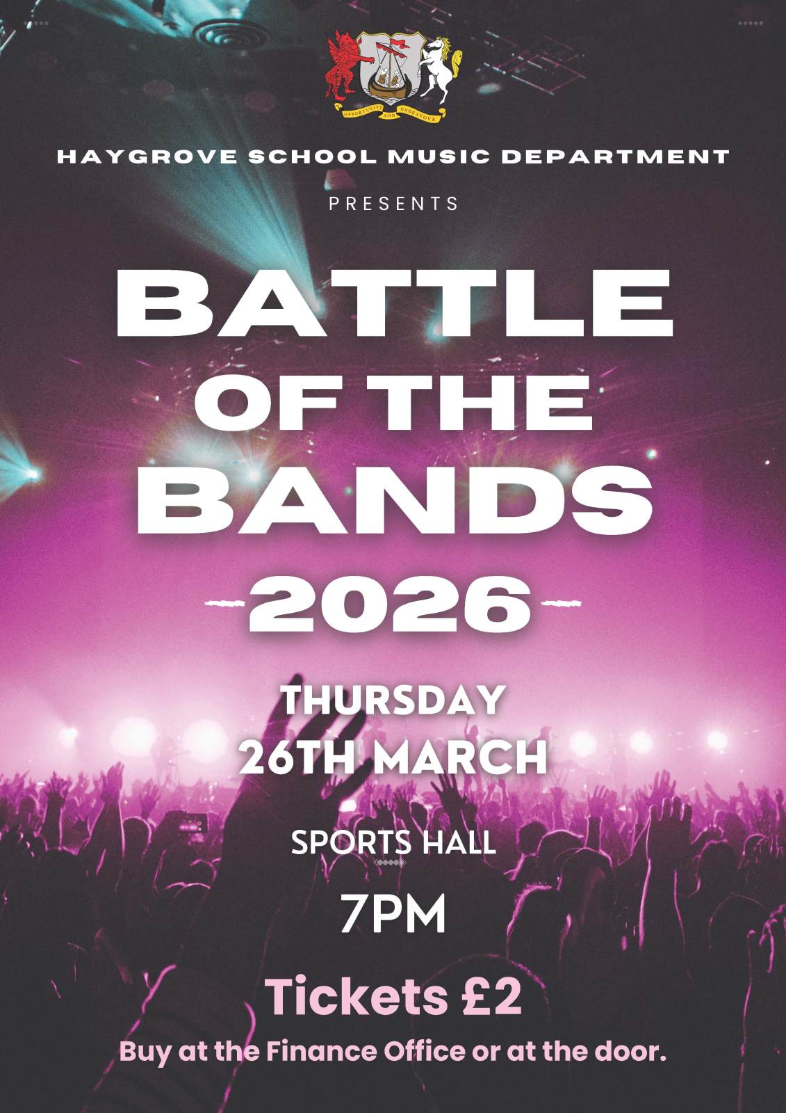 Battle of the bands poster - text is the same as the news story above.